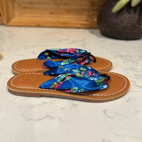 Matilda Jane The Seashore Floral Sandals with backpack flip flops blue size 11 - Picture 4 of 12